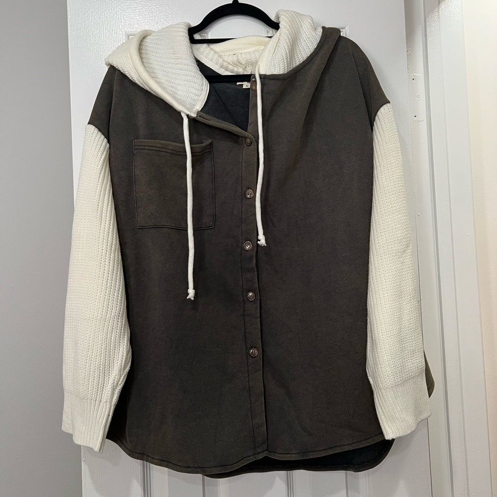 Beautiful POL Two Tone Sweater Jacket XL